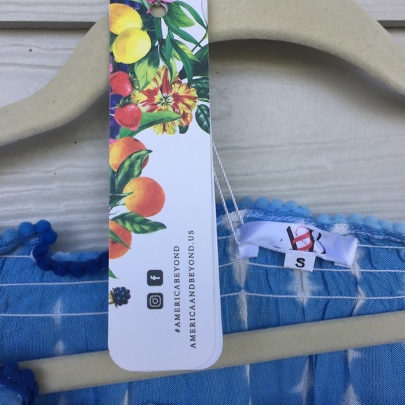 America + Beyond Blue Watercolor Tassel Top - Picture 6 of 8